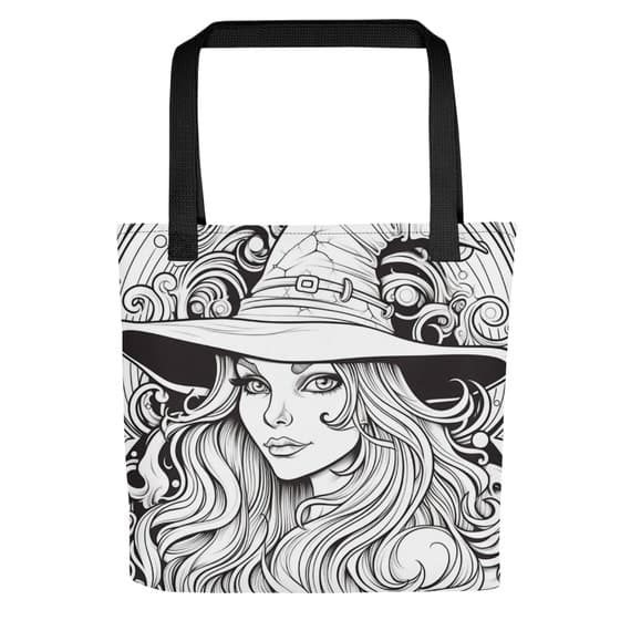 Psychedelic Witch Color-Me Tote bag Coloring Therapy
