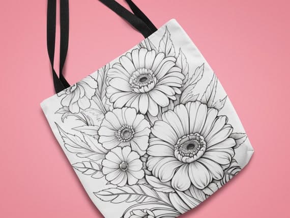 Wildflowers Coloring Book Color-Me Tote bag
