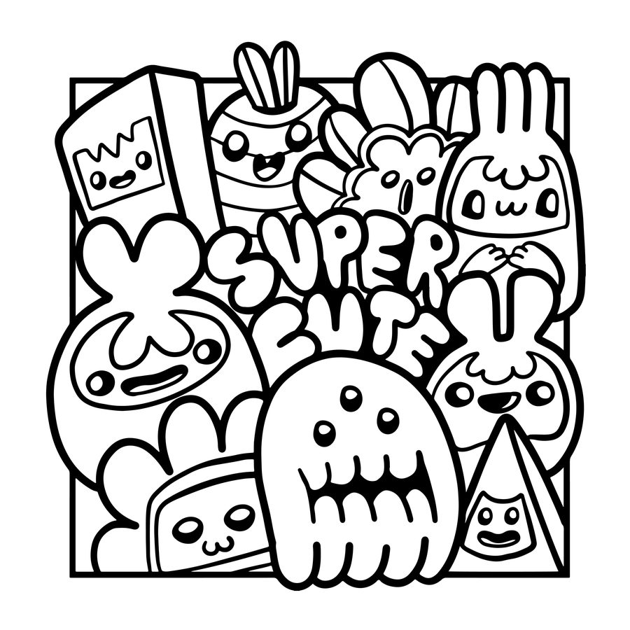 Aesthetic Doodles free printable coloring page