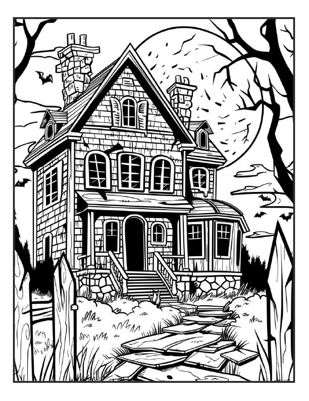 Cottage House free printable coloring page