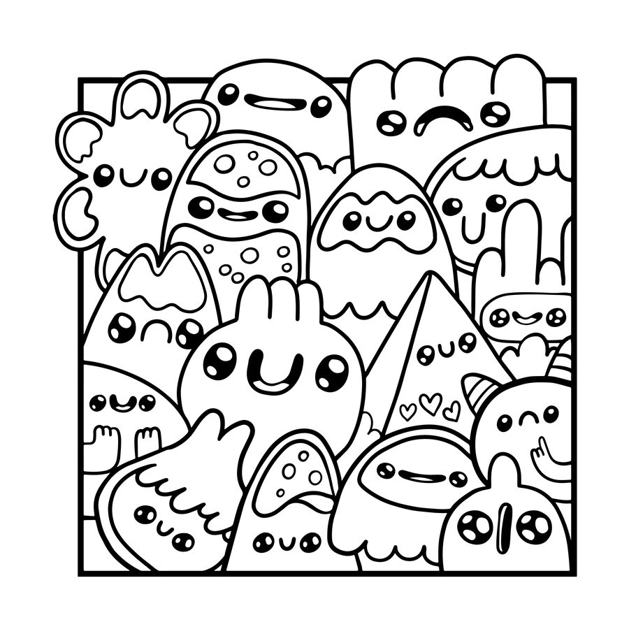 Cute Doodles free printable coloring page