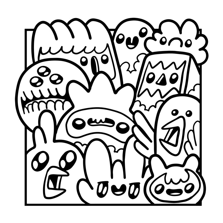 Doodle Pals free printable coloring page
