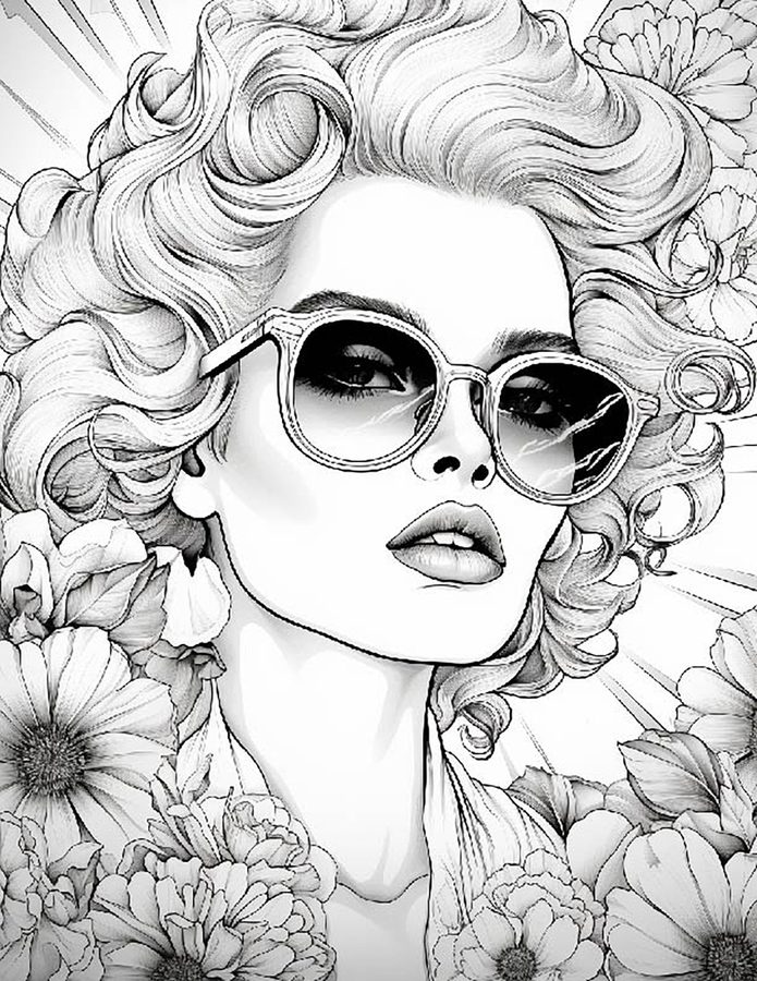 Flower Lady free printable coloring page