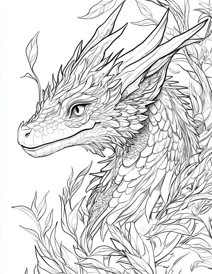 Forest Dragon free printable coloring page