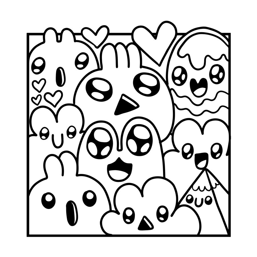 Kawaii Critters free printable coloring page