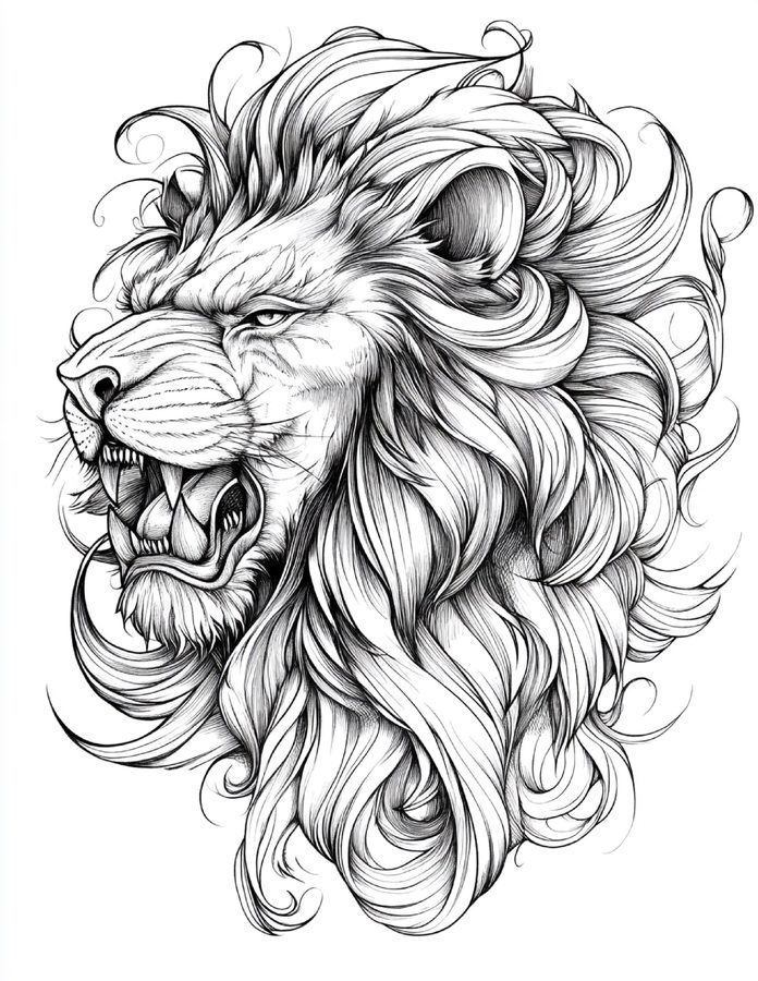 Lion free printable coloring page