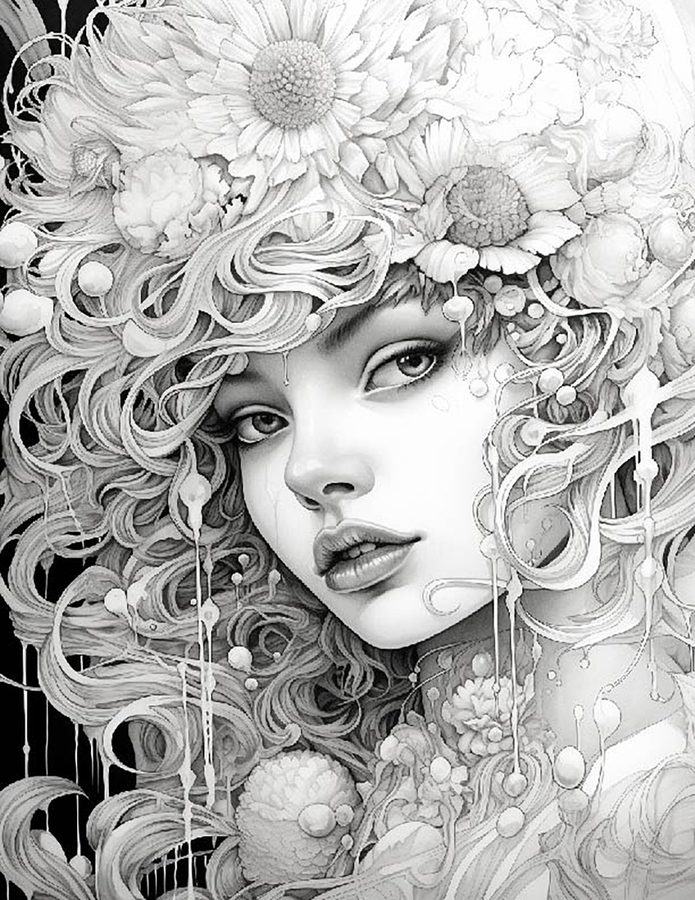 Queen of Spring free printable coloring page