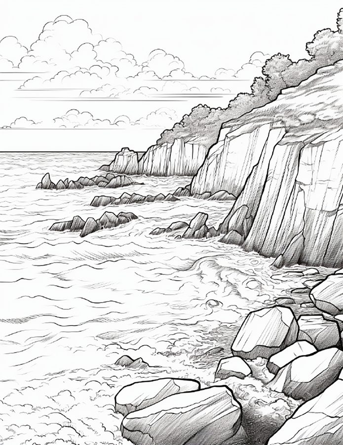 Sea Cliffs free printable coloring page