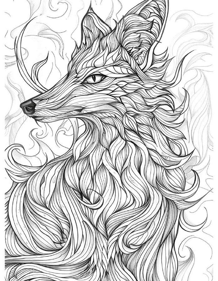 Spirit Fox free printable coloring page