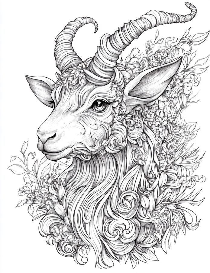 Spirit Goat free printable coloring page