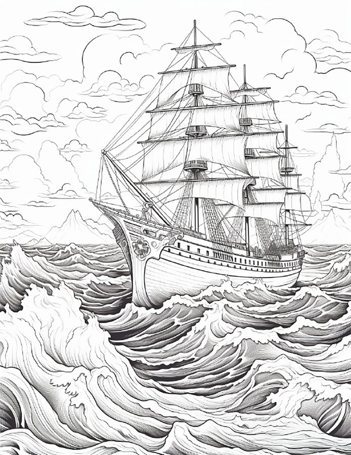 Tall Ship free printable coloring page